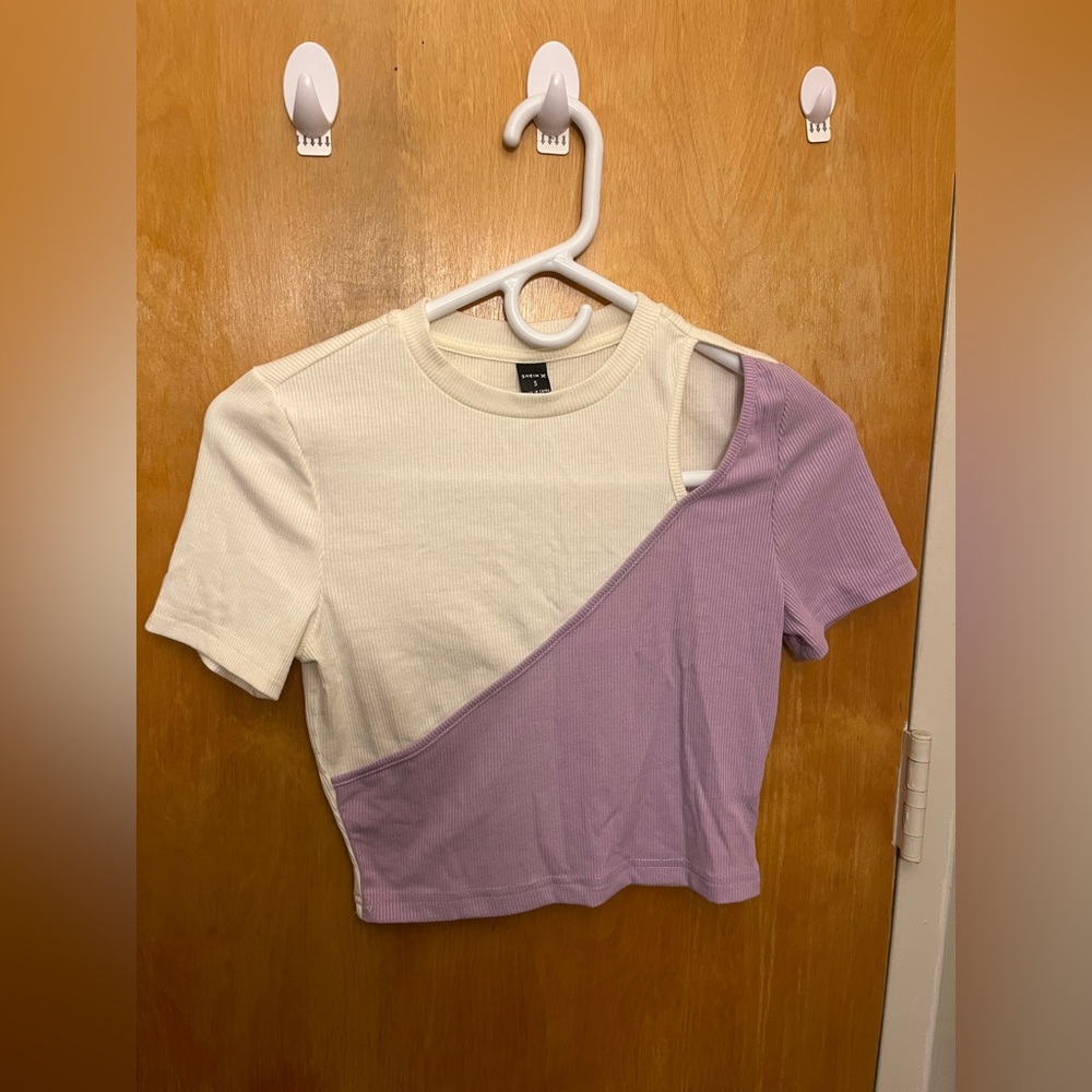 Shein X Purple and White Crop Top